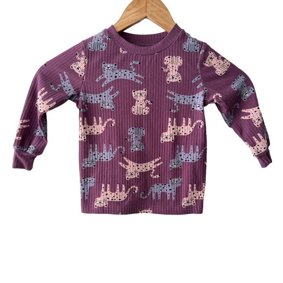 Ribbed Purple Cat Matching Set 2T - Picture 2 of 7